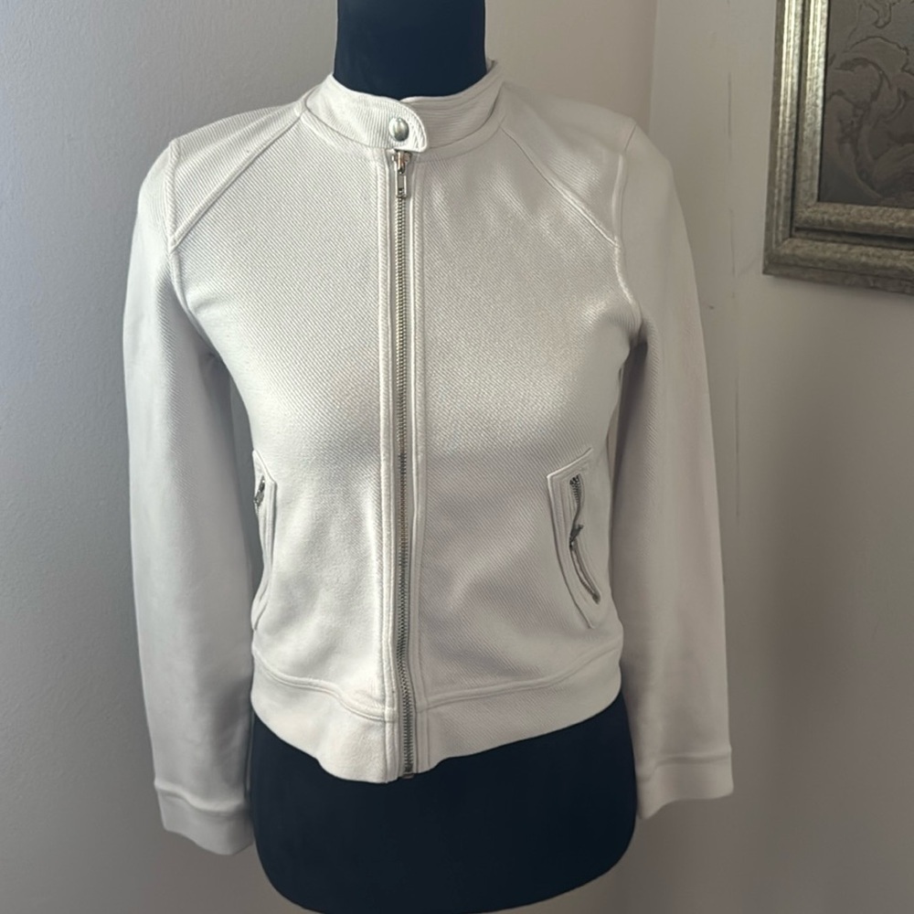 Banana Republic off white moto full front zipper jacket Sz XS